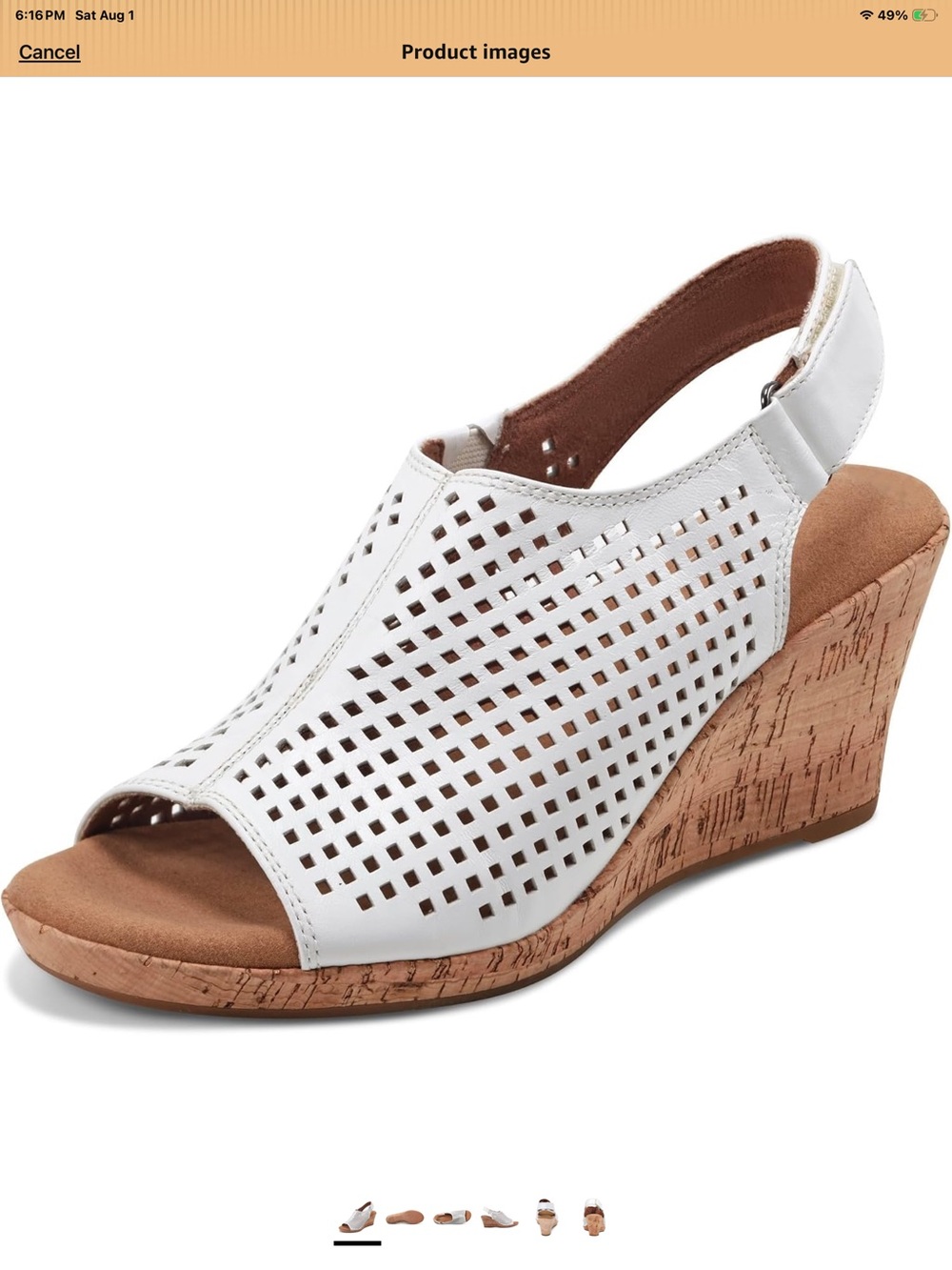 White Rockport Womens Briah Perf Sling Size 8.5 Wide